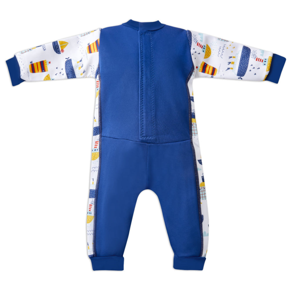 Warm baby wetsuit with boats back