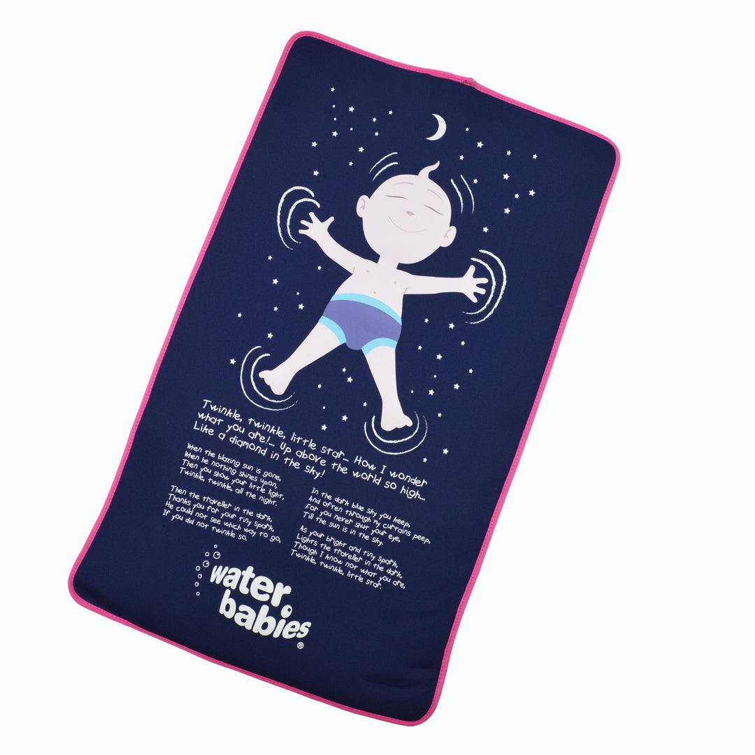 Twinkle twinkle little star design navy neoprene baby changing mat with pink trim